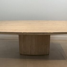 Travertine and Brass Dinning Table by Willy Rizzo