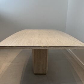 Travertine and Brass Dinning Table by Willy Rizzo