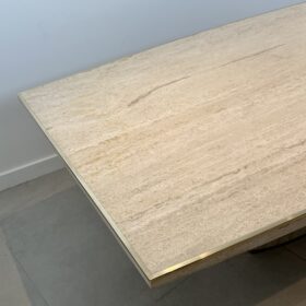 Travertine and Brass Dinning Table by Willy Rizzo