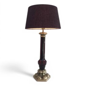 Dark Red Cristal and Bronze Table Lamp by Cristal & Bronze Paris