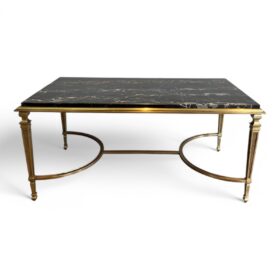 Bronze Coffee Table with Black Portor Marble Top in the style of Maison Jansen