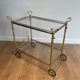 Neoclassical Brass Bar Cart with Caryatides, Style of Maison Jansen