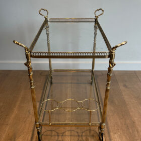 Neoclassical Brass Bar Cart with Caryatides, Style of Maison Jansen