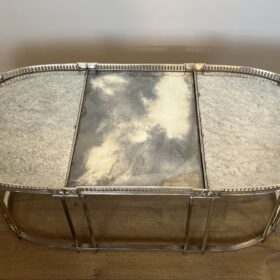 Neoclassical Style Silver Plated Coffee Table with Antiques Mirror Tops