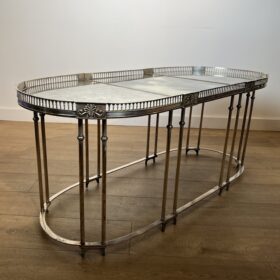 Neoclassical Style Silver Plated Coffee Table with Antiques Mirror Tops