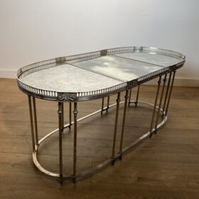 Neoclassical Style Silver Plated Coffee Table with Antiques Mirror Tops