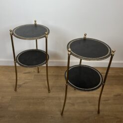 Pair of round Maison Jansen Side Tables- front view 3- Styylish