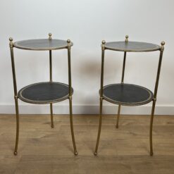 Pair of round Maison Jansen Side Tables- front view 2- Styylish