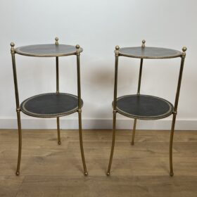 Pair of Round Maison Jansen Brass Side Tables, 1940