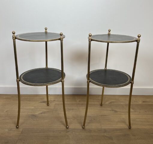 Pair of round Maison Jansen Side Tables- front view 2- Styylish