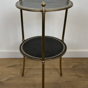 Pair of Round Maison Jansen Brass Side Tables, 1940