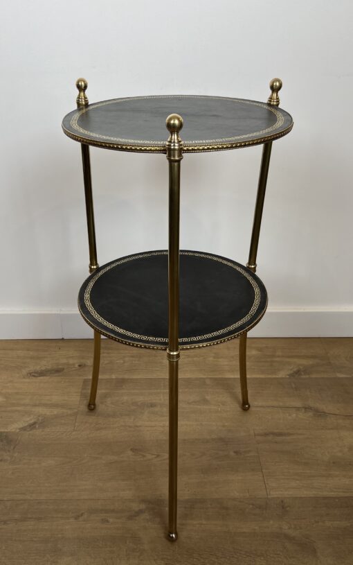 Pair of round Maison Jansen Side Tables- view of one table- Styylish