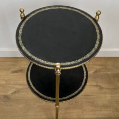 Pair of round Maison Jansen Side Tables- top view of one table- Styylish