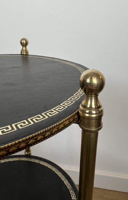 Pair of round Maison Jansen Side Tables- detail view of one table 2- Styylish