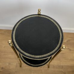 Pair of round Maison Jansen Side Tables- top view of one table - Styylish