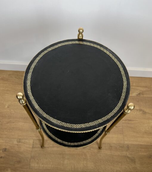 Pair of round Maison Jansen Side Tables- top view of one table - Styylish