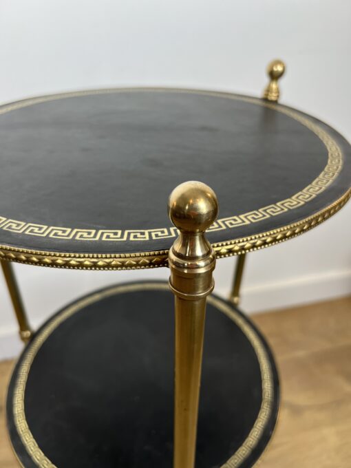 Pair of round Maison Jansen Side Tables- detail view of one table 2- Styylish