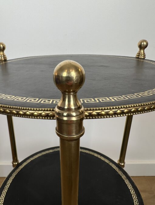 Pair of round Maison Jansen Side Tables- detail view of upper part of one table- Styylish