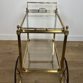 Neoclassical Style Brass Drinks Trolley Decorated with Lily Flowers by Maison Bagués