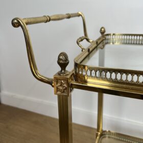 Neoclassical Style Brass Drinks Trolley Decorated with Lily Flowers by Maison Bagués