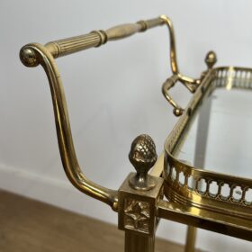 Neoclassical Style Brass Drinks Trolley Decorated with Lily Flowers by Maison Bagués