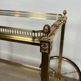 Neoclassical Style Brass Drinks Trolley Decorated with Lily Flowers by Maison Bagués