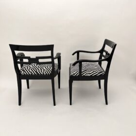 Pair of German Art Deco Armchairs, Black Lacquer, 1925