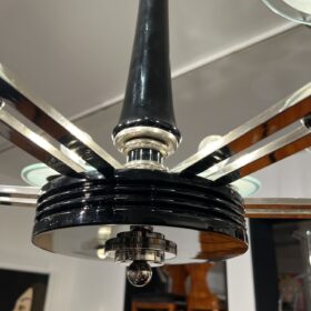 Art Deco Chandelier, Black Lacquer, France circa 1930