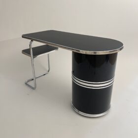 Small Bauhaus Desk by Mauser Werke, Black Lacquer, 1954