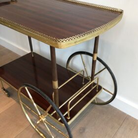 Mahogany and Brass Bar Cart in the style of Maison Jansen.