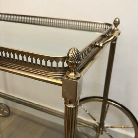 Maison Bagués, Neoclassical Style Silvered Brass Drinks Trolley, French