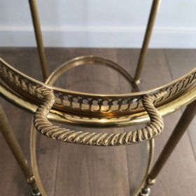 Oval Neoclassical Brass Drinks Trolley by Maison Jansen