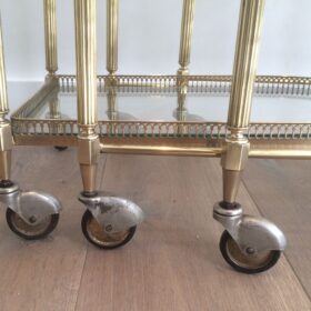 Set of 3 Silvered Brass Nesting Drinks Trolleys with Removable Trays by Maison Bagués