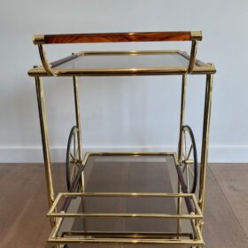 Vintage French Brass Bar Cart from the 1970s