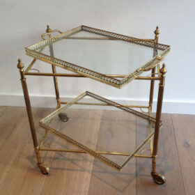 Neoclassical Style Brass Drinks Trolley with Removable Trays in the style of Maison Jansen