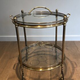 Maison Bagués Neoclassical Style Round Brass Drinks Trolley