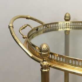 Neoclassical Style Oval Brass Drinks Trolley with Removable Trays by Maison Bagués