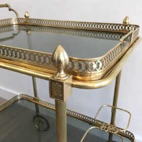 Maison Jansen Brass Bart Cart with Glass Shelves