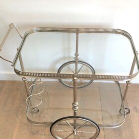 Neoclassical Style Silvered Brass Drinks Trolley in the Style of Maison Jansen