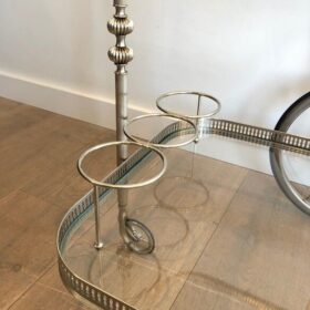 Neoclassical Style Silvered Brass Drinks Trolley in the Style of Maison Jansen