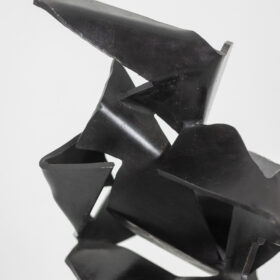 Jean Campa Geometric Sculpture in Polished Metal, 1980s