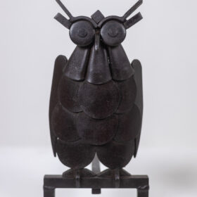 Pair of Owl Iron Andirons, 1950s