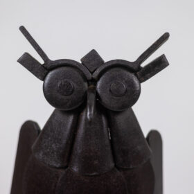 Pair of Owl Iron Andirons, 1950s