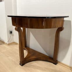 Biedermeier Demi-Lune Console Table, Walnut Veneer, Maple, Austria circa 1830 - Image 9