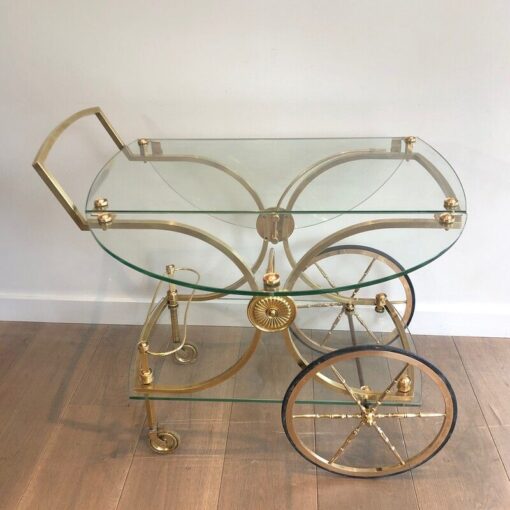 Neoclassical Brass Drinks Trolley - Brass Wheels Side - Styylish