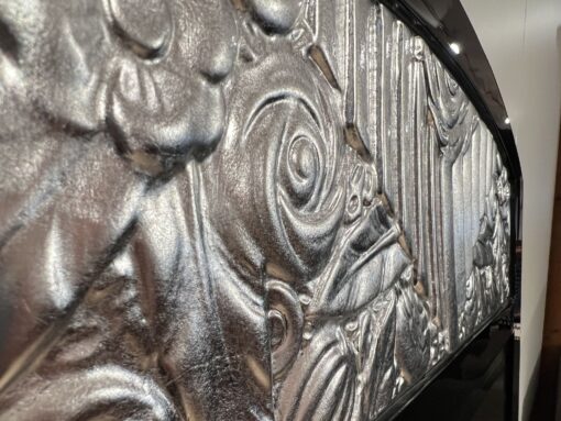 French Art Deco Wall Mirror, Black Lacquer, Silver Leaf, 1930 - Image 10