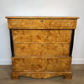 Small Biedermeier Style Chest of Drawers with Four Drawers in Maple