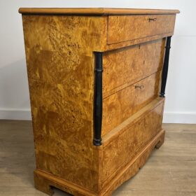 Small Biedermeier Style Chest of Drawers with Four Drawers in Maple