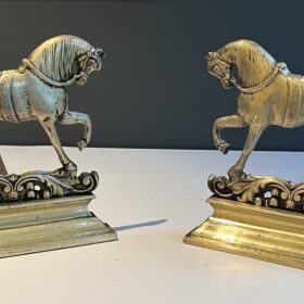 Pair of Bronze Horse Andirons, France 1970