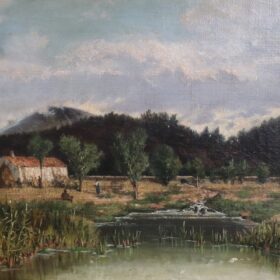 19th Century Nicola Palizz Oil Painting on Canvas Italian Landscape